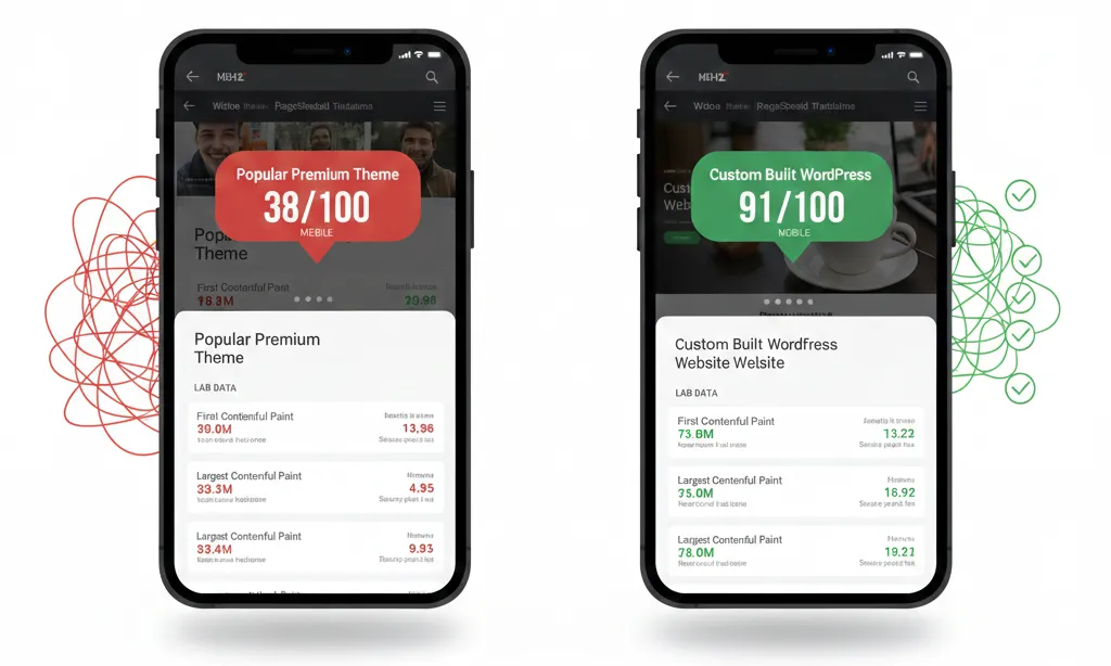 WordPress Website Cost Guide 2026—Custom Development vs Theme Website Side-by-Side Comparison