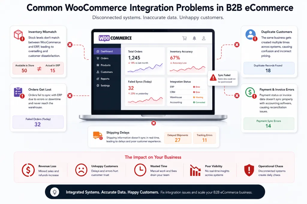 WooCommerce inventory sync errors causing B2B order problems