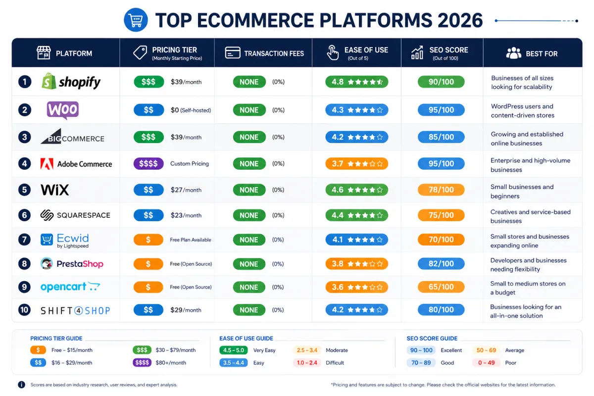 Top Ecommerce Platforms 2026