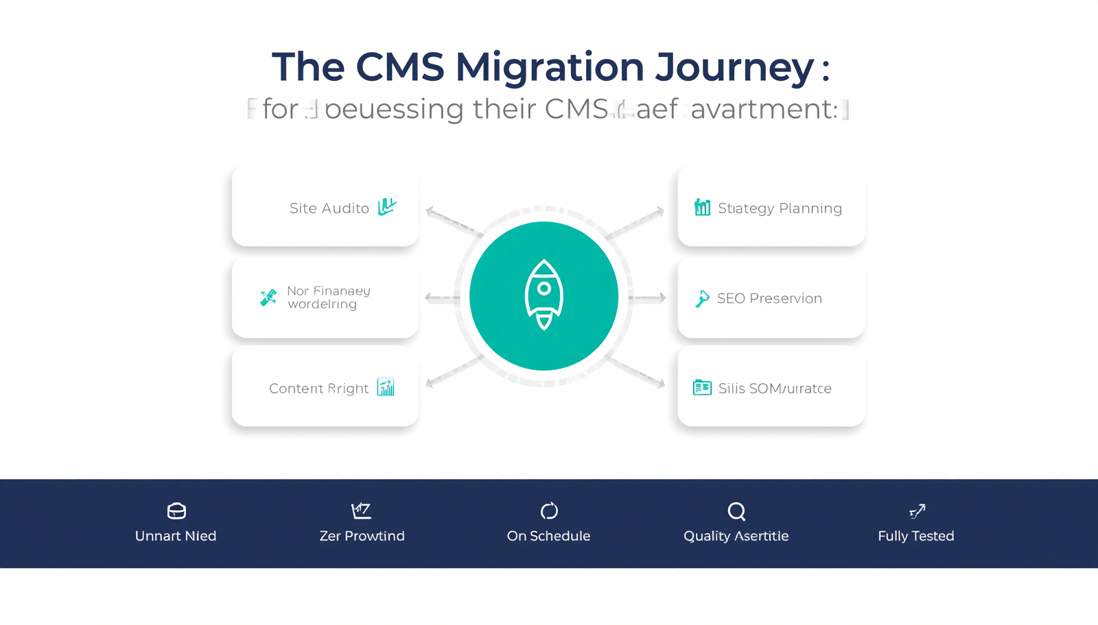 CMS migration roadmap showing audit, planning, SEO preservation, and launch stages
