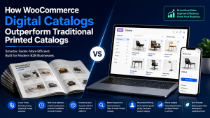 WooCommerce digital catalogs outperform traditional printed catalogs for B2B businesses.