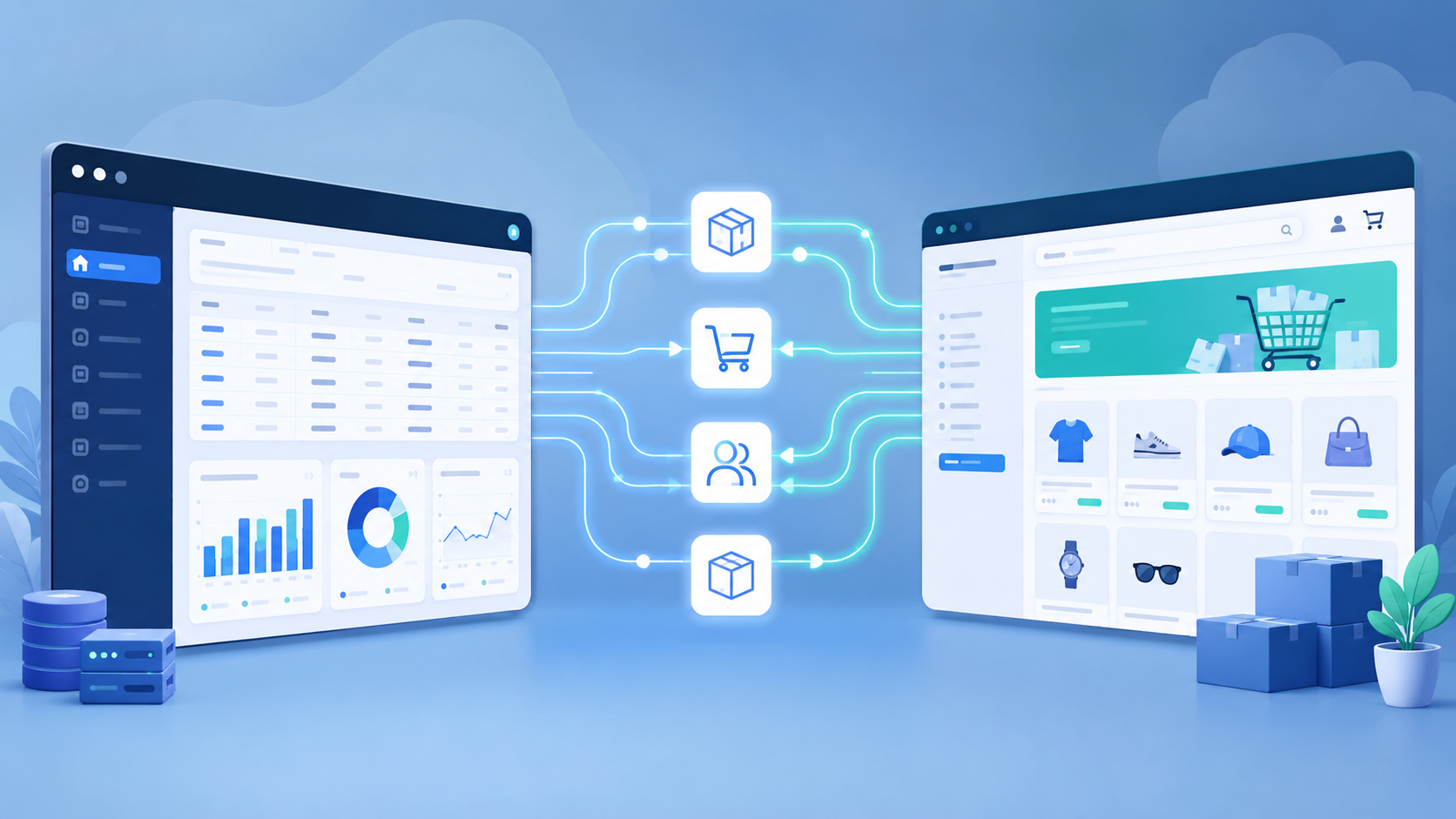 Tech-driven e-commerce integration concept


