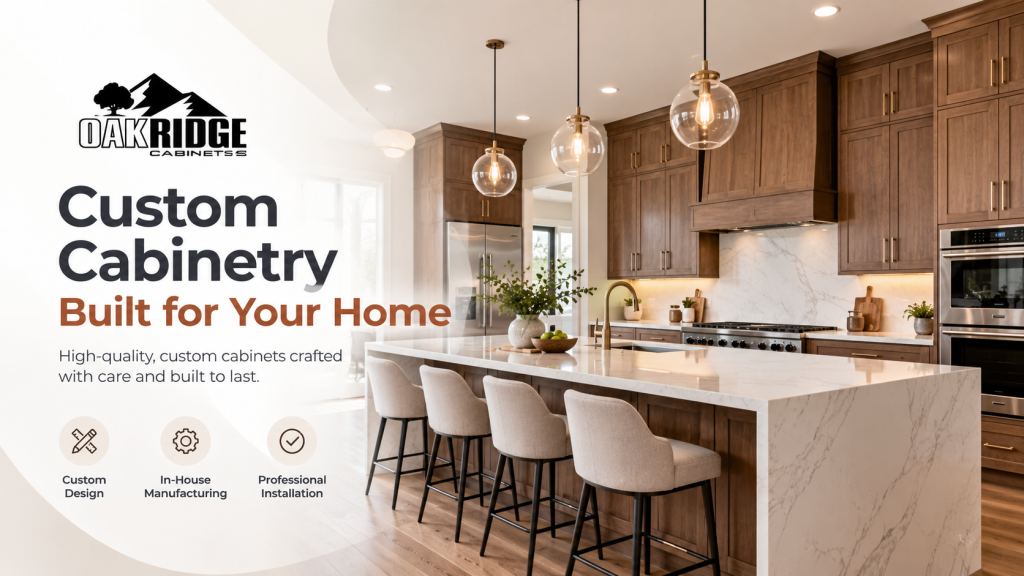 Custom cabinet website design case study featuring Oak Ridge Cabinets, custom cabinetry, in-house manufacturing, and professional installation.