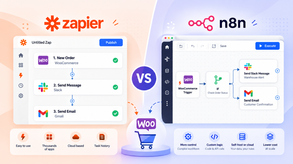 How to Automate WooCommerce Order Workflows with n8n and Zapier